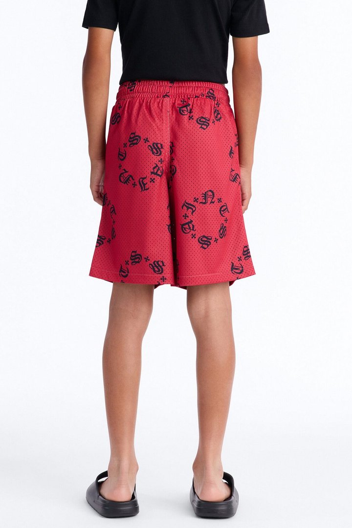 Mini Saints Mesh Shorts - Red/Black
