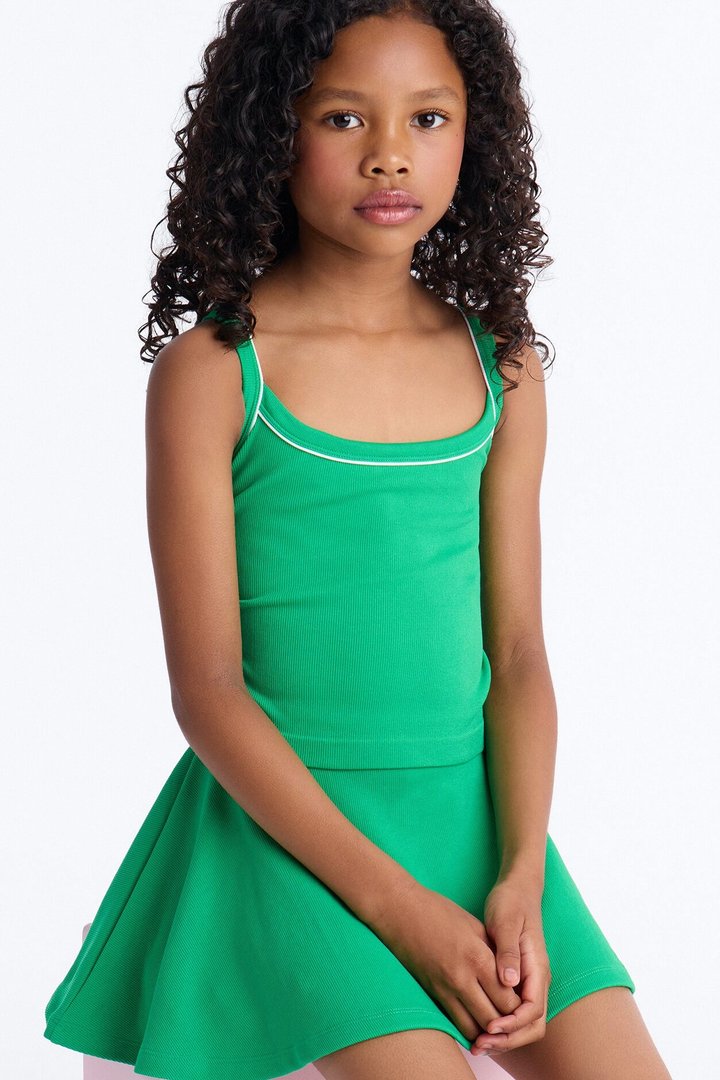 Mini Match The Vibes Ribbed Skirt Set - Kelly Green