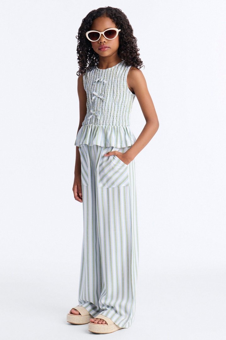 Mini You Are My Sunshine Striped Pant Set - Green/combo