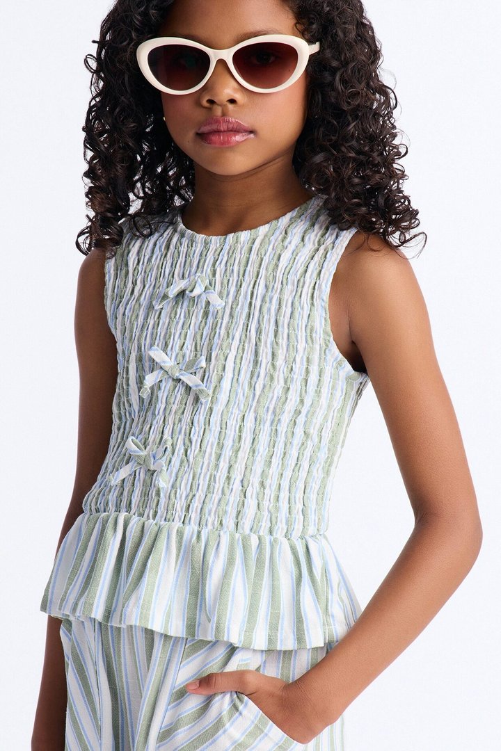 Mini You Are My Sunshine Striped Pant Set - Green/combo