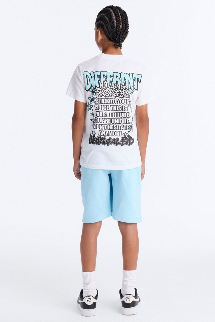 Mini I'm Different Fleece Short Set - White/Blue