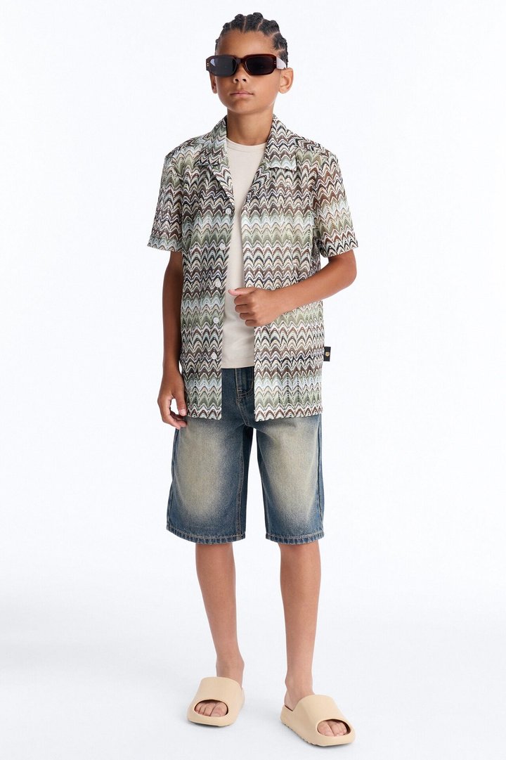 Mini Be Amazed Textured Button Down Shirt - Multi Color
