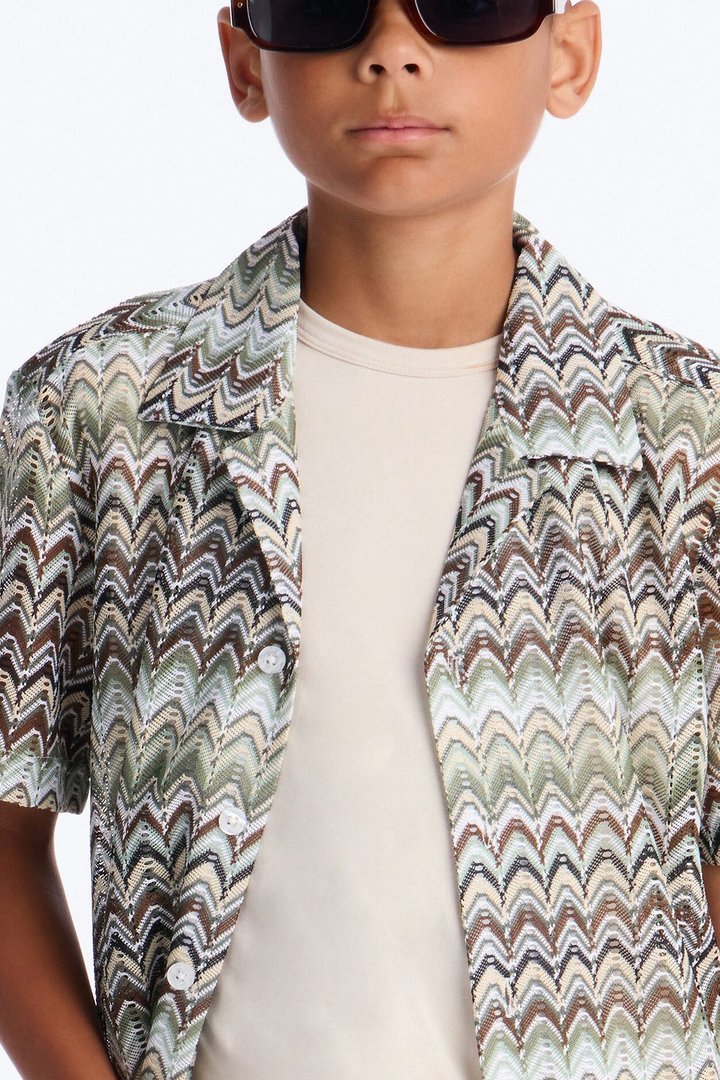 Mini Be Amazed Textured Button Down Shirt - Multi Color