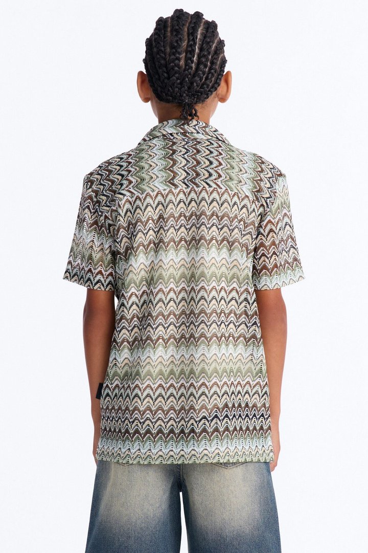 Mini Be Amazed Textured Button Down Shirt - Multi Color