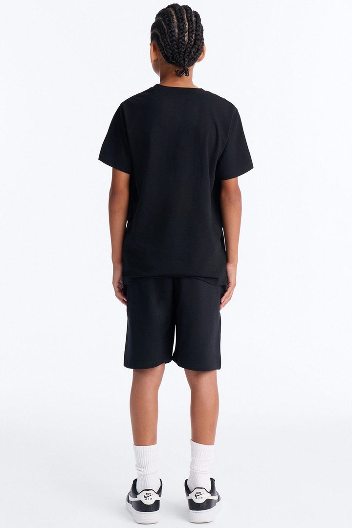 Mini Peace Over Everything Fleece Short Set - Black
