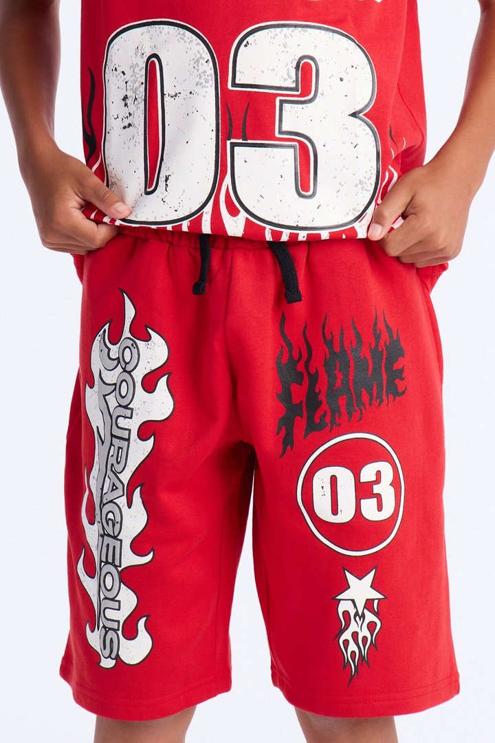 Mini Strength Fleece Short Set - Red