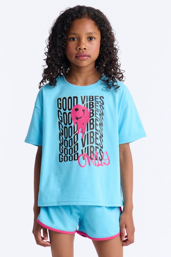 Mini Good Vibes For Life Short Set - Blue