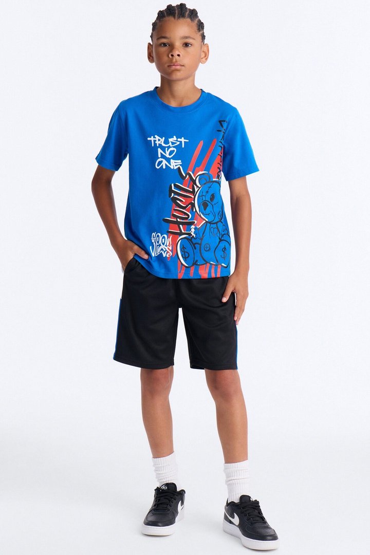 Mini Hustle On Mesh Short Set - Blue/combo