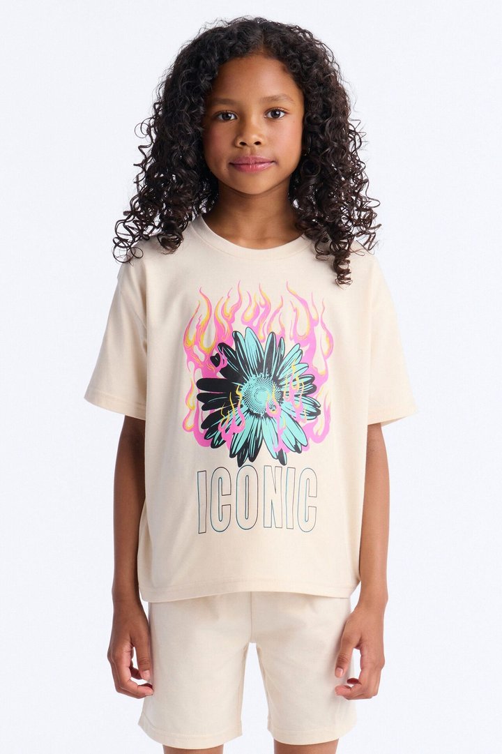 Mini Iconic Girl Short Set - Sand