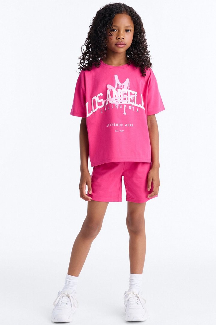 Mini Los Angeles Things Short Set - Hot Pink