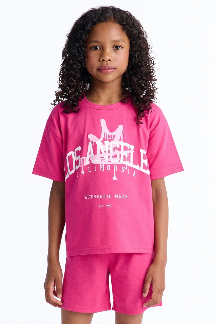 Mini Los Angeles Things Short Set - Hot Pink
