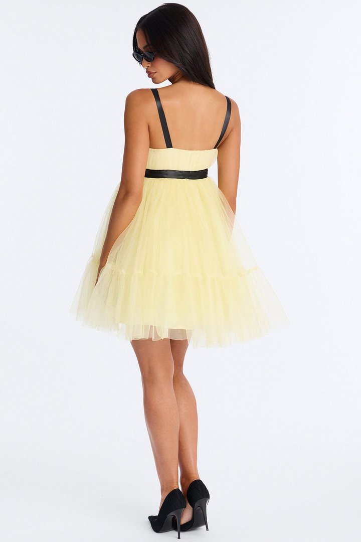Rosy Girl Tulle Babydoll Mini Dress - Yellow
