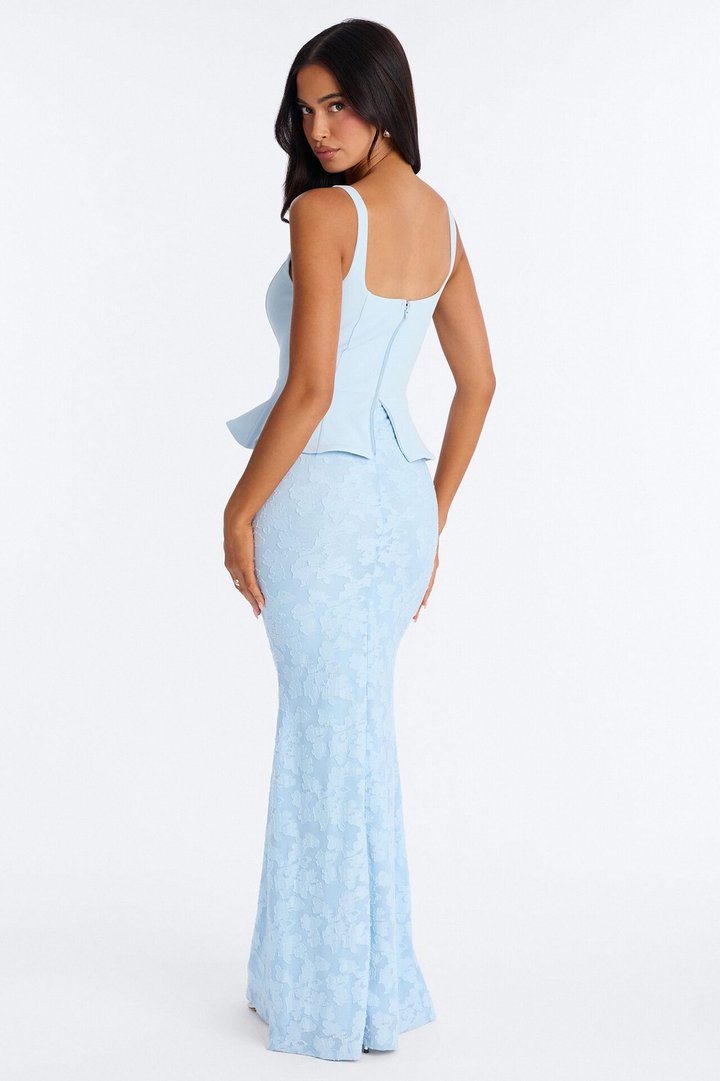 In Bloom Peplum Gown - Light Blue