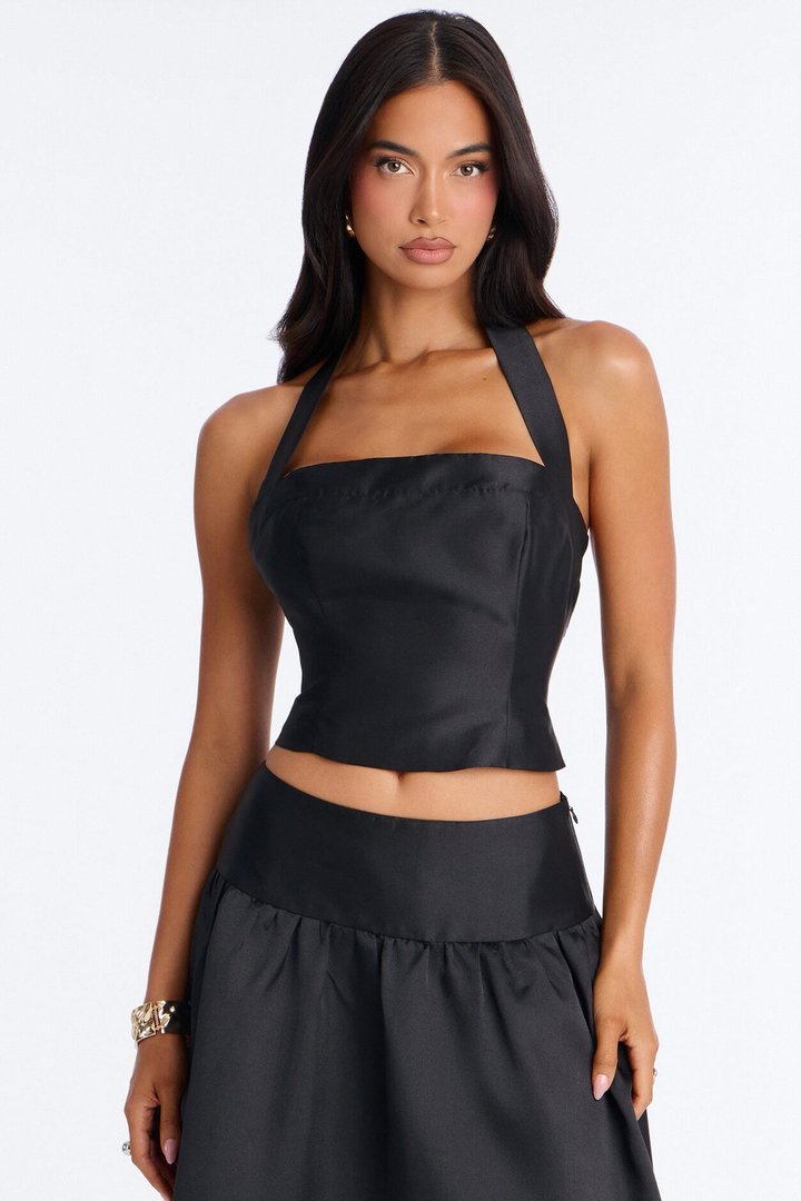 Margot Taffeta Midi Skirt Set - Black