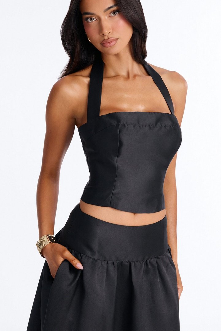 Margot Taffeta Midi Skirt Set - Black
