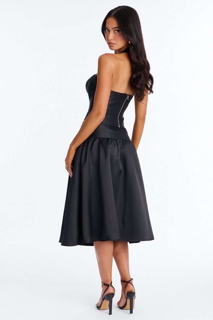 Margot Taffeta Midi Skirt Set - Black