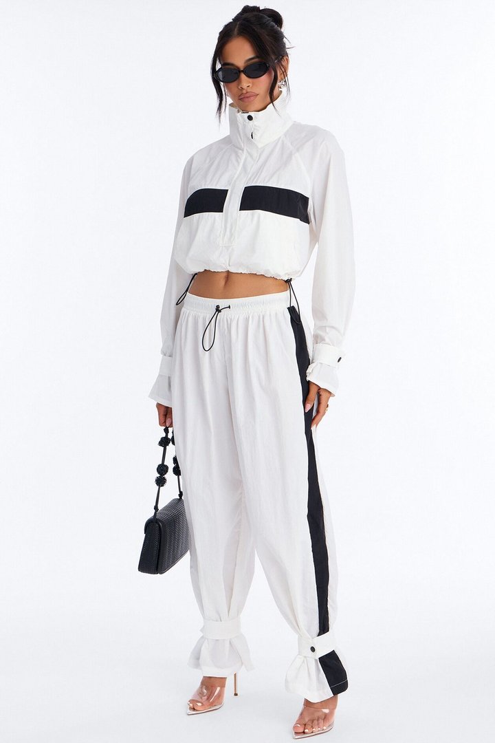 Colette Nylon Pant Set - White/Black