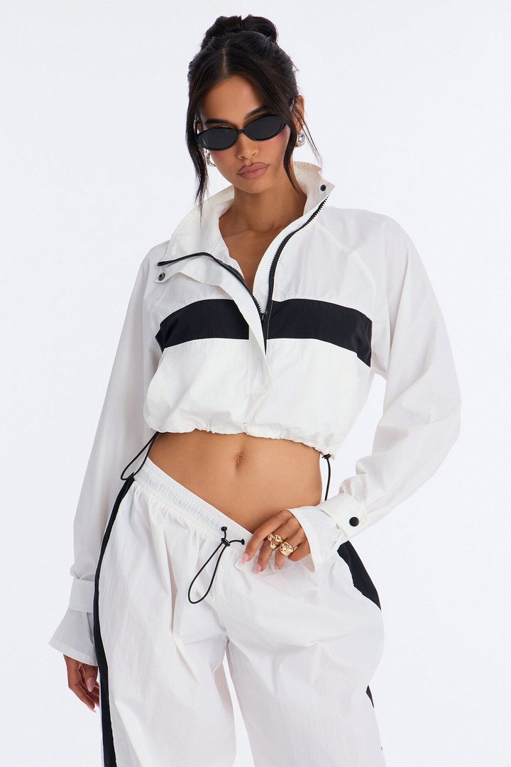 Colette Nylon Pant Set - White/Black