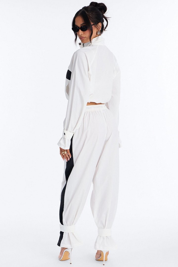 Colette Nylon Pant Set - White/Black