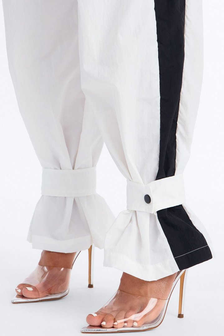 Colette Nylon Pant Set - White/Black