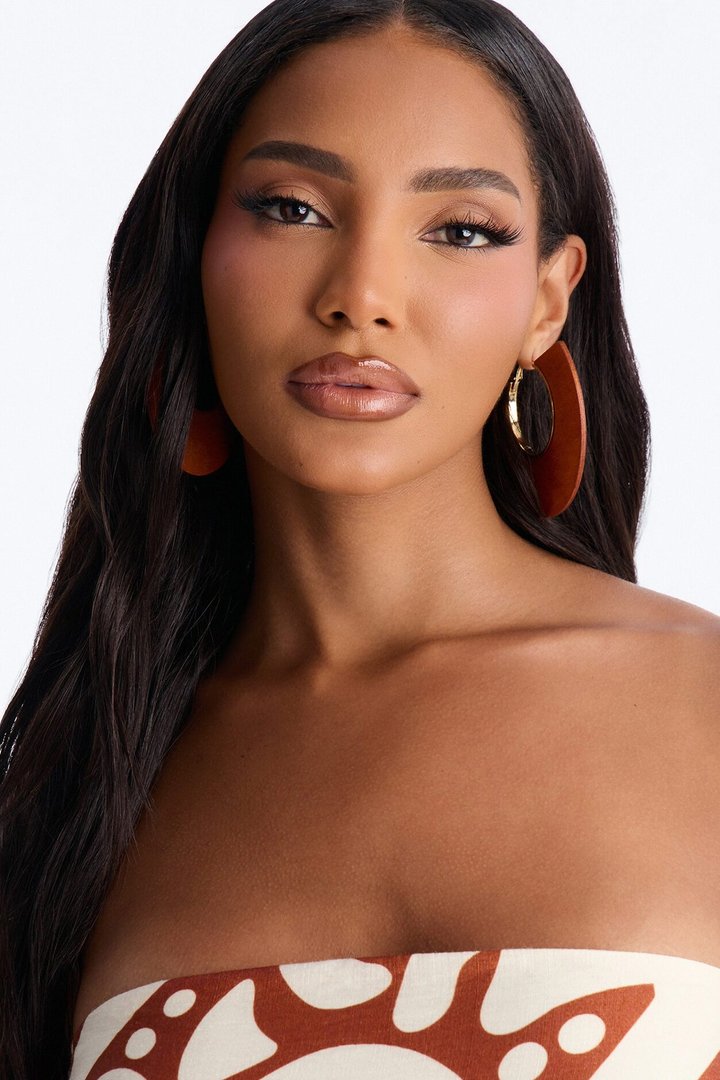 Harvest Moon Wood Hoop Earrings - Brown