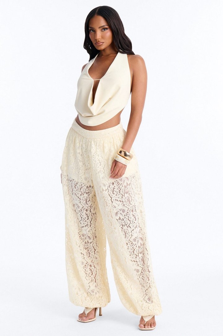 Barely A Secret Sheer Lace Balloon Pant 30″ - Ivory