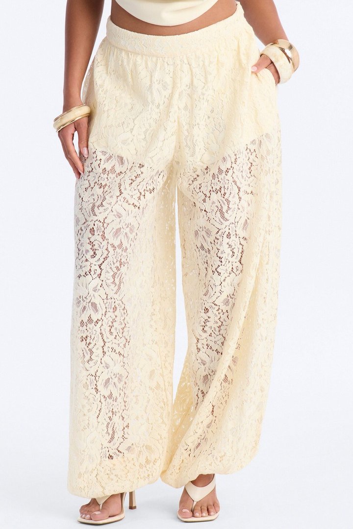Barely A Secret Sheer Lace Balloon Pant 30″ - Ivory
