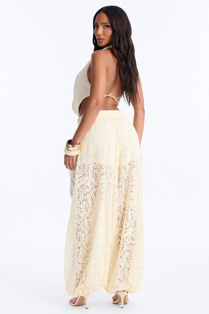 Barely A Secret Sheer Lace Balloon Pant 30″ - Ivory