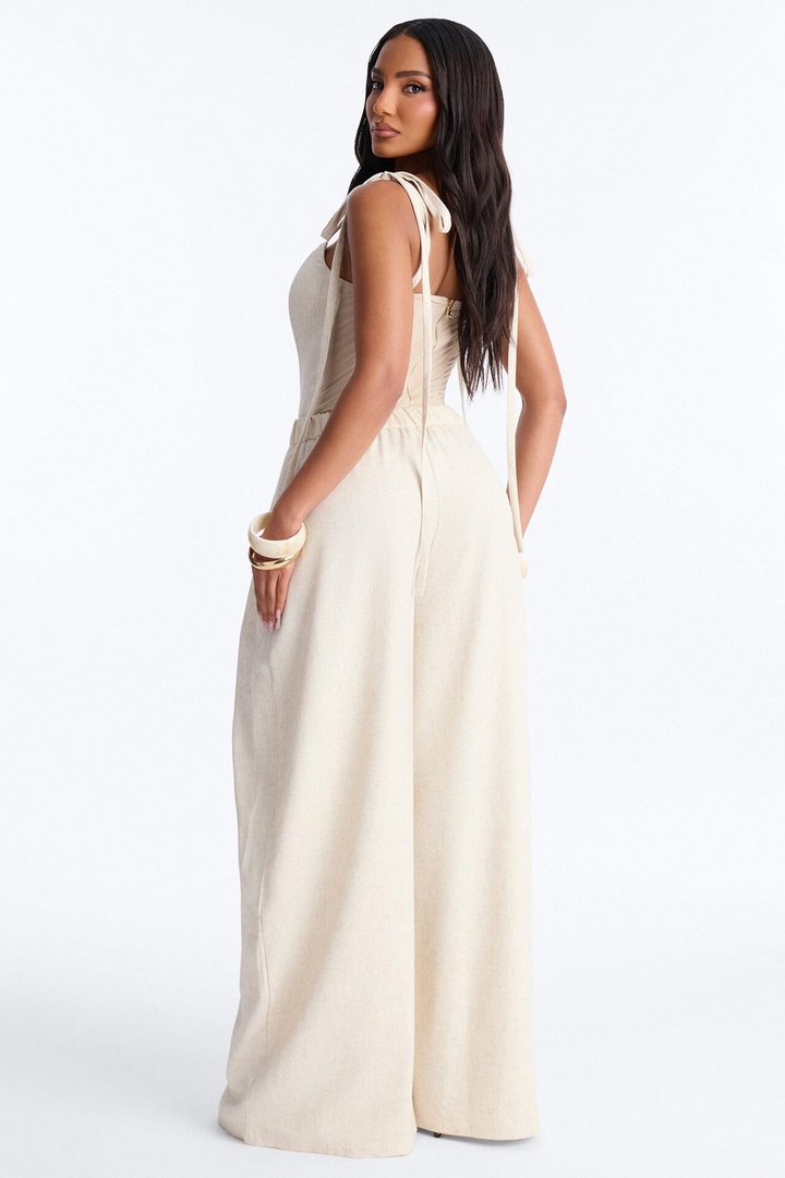 Muse Behavior Corset Linen Pant Set - Natural