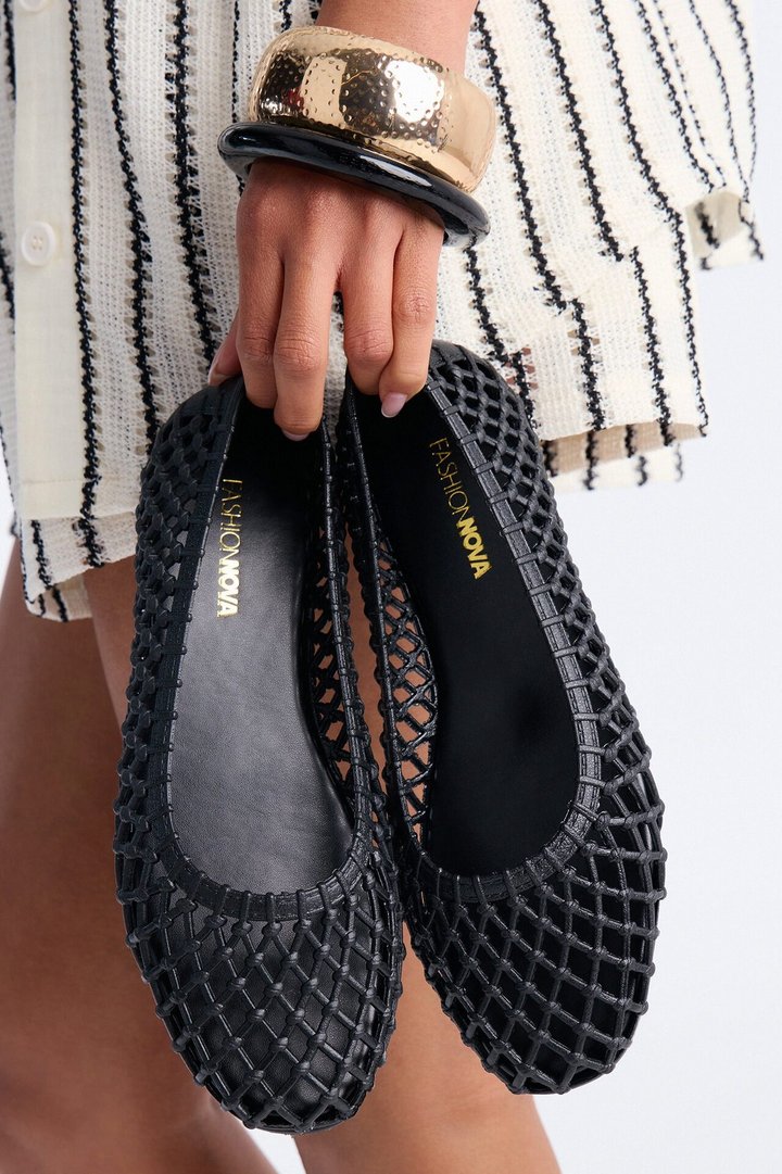 Lyla Jelly Mesh Flats - Black