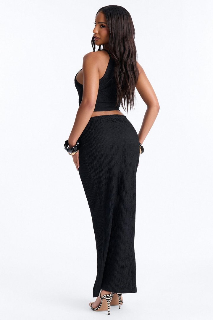 Valerie Textured Maxi Skirt Set - Black