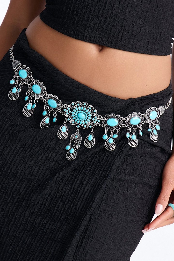 Dew Drops Chain Belt - Turquoise