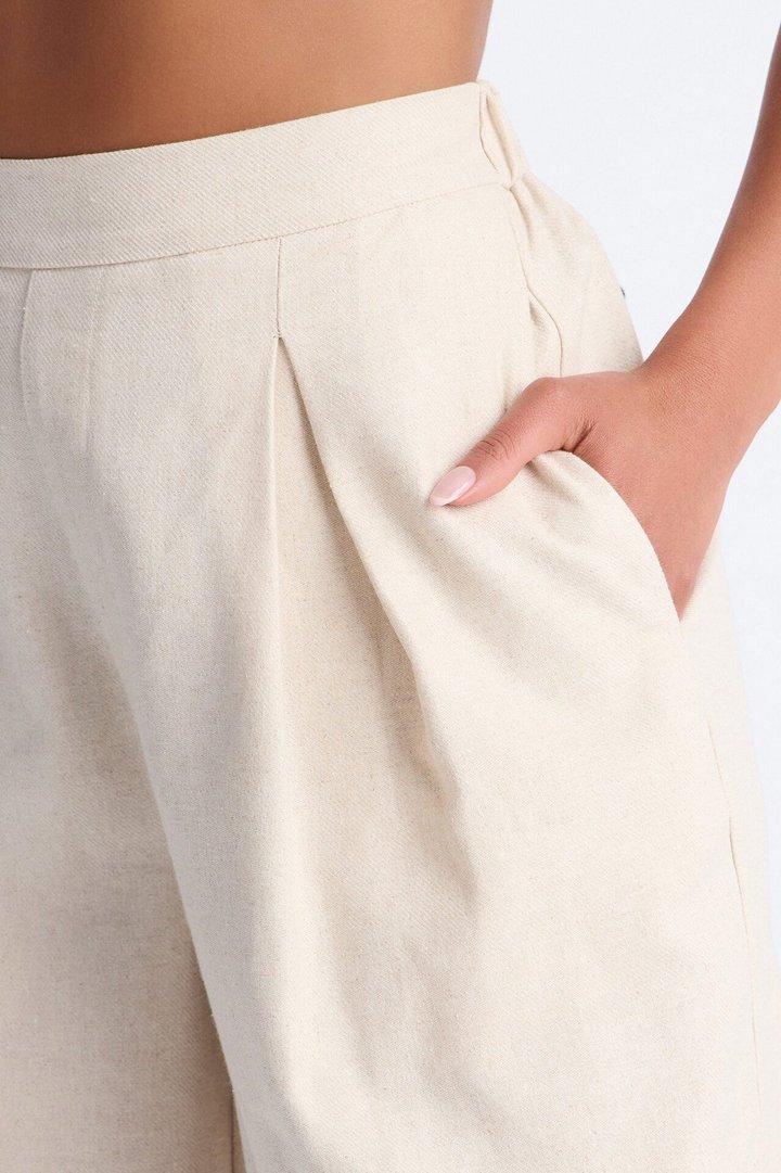 Nhulla Wide Leg Linen Trouser Pant - Natural