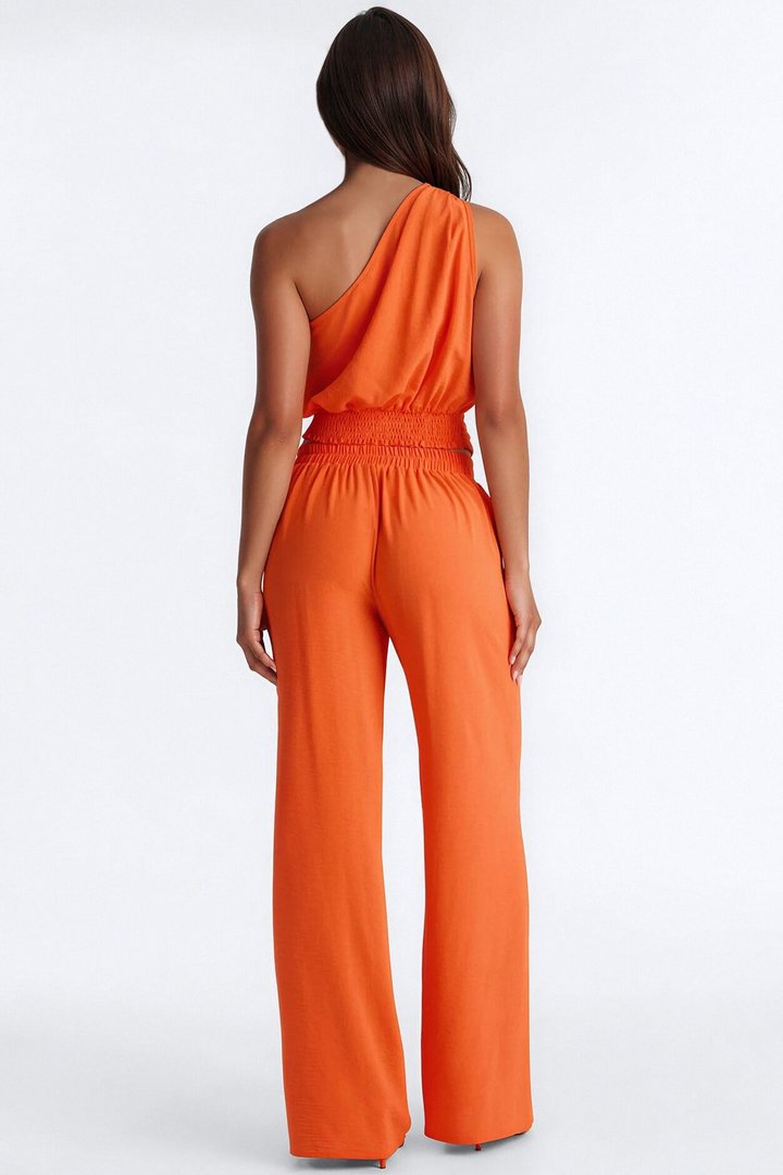 Maeve One Shoulder Pant Set - Orange