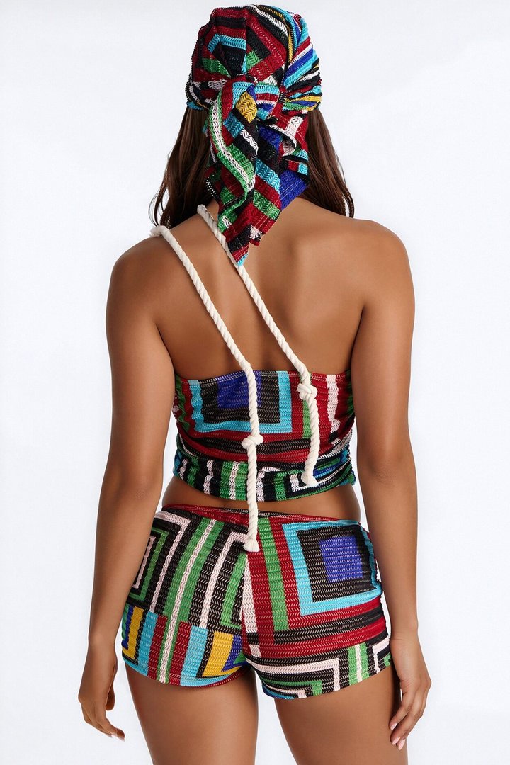 On Island Time 3 Piece Short Set - Multi Color