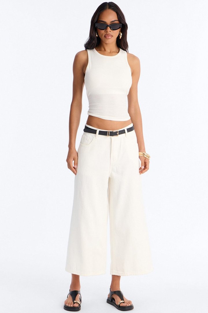 Bailey Built In Bra Ribbed Tank Top - White