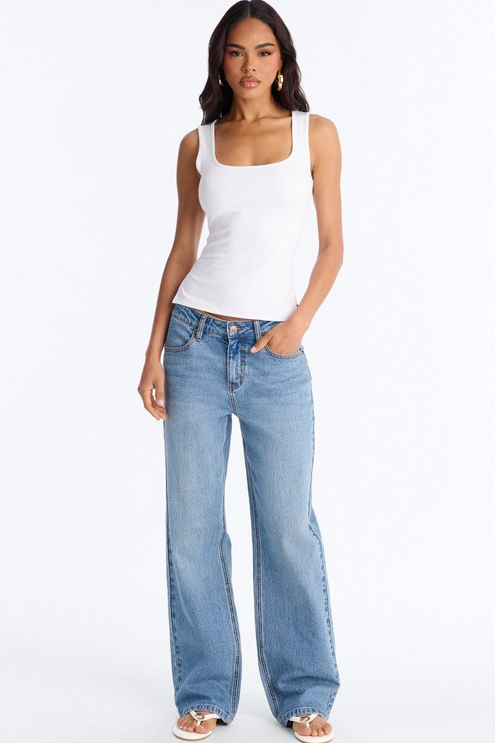 Side Slit Tank Top - White