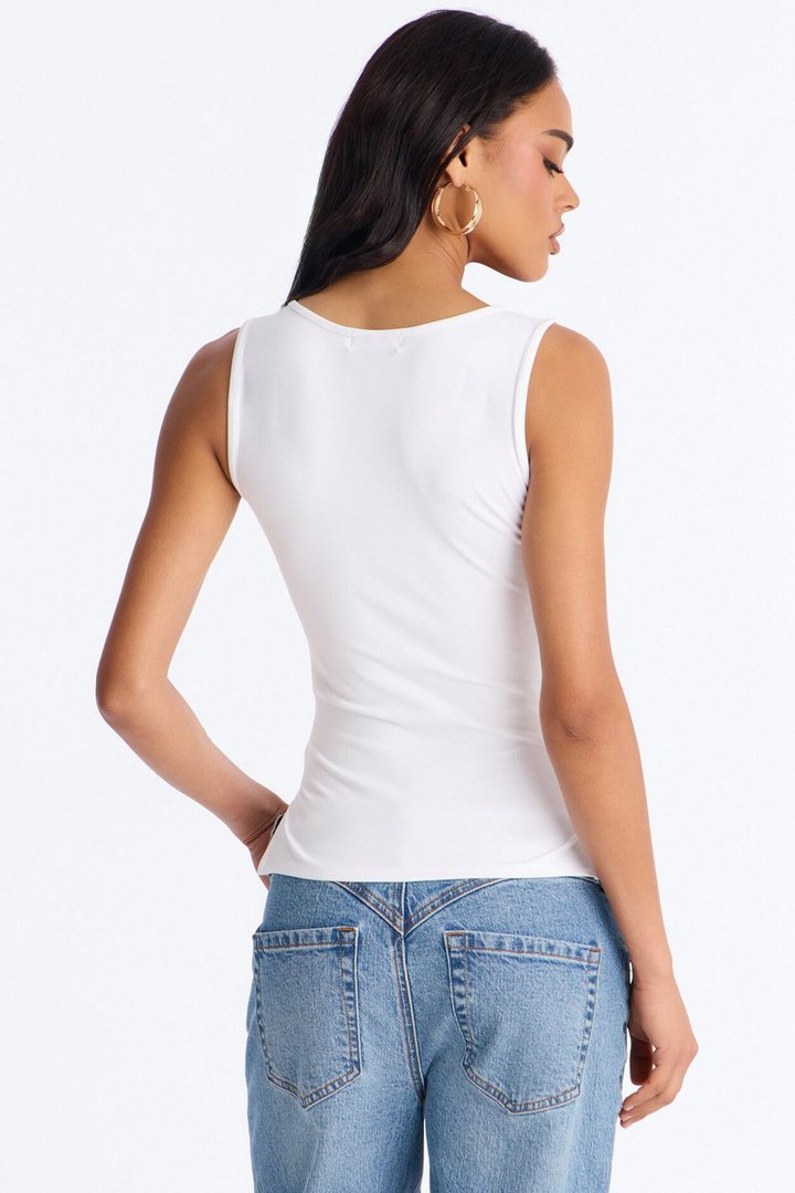 Side Slit Tank Top - White