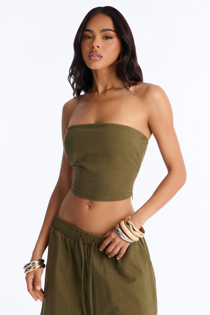 Sophia Drawstring Jort Set - Olive