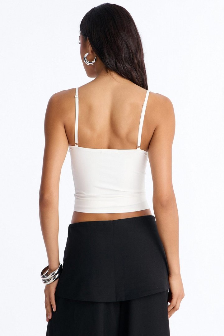 Kenny Padded Sweetheart Tank Top - White