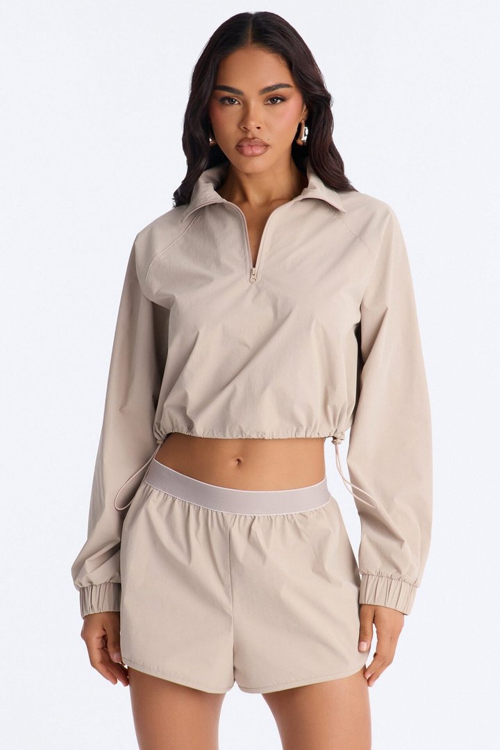 Alora Windbreaker Lounge Quarter Zip - Stone