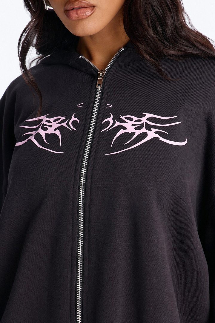 Pink Venom French Terry Jort Set - Black