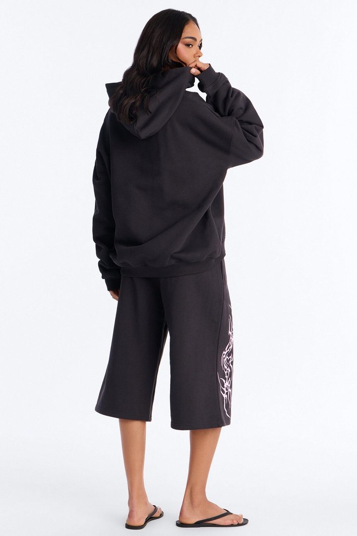 Pink Venom French Terry Jort Set - Black