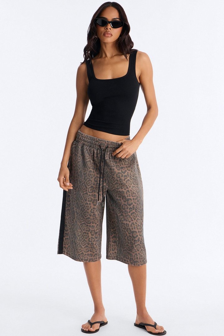 Have My Word Leopard Twill Bermuda Short - Dark/Combo