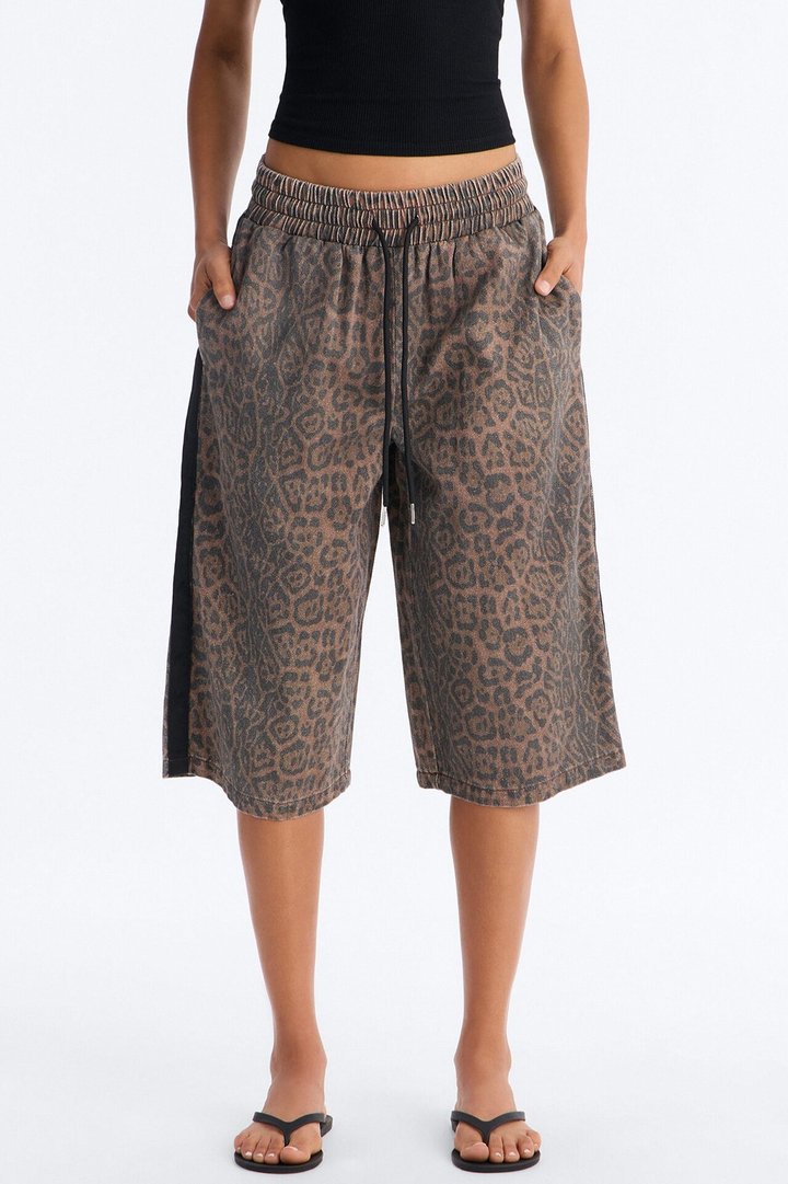 Have My Word Leopard Twill Bermuda Short - Dark/Combo
