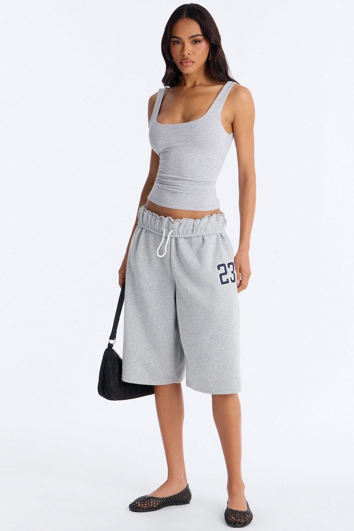 Tessa Fleece Sweatshort - Heather Grey