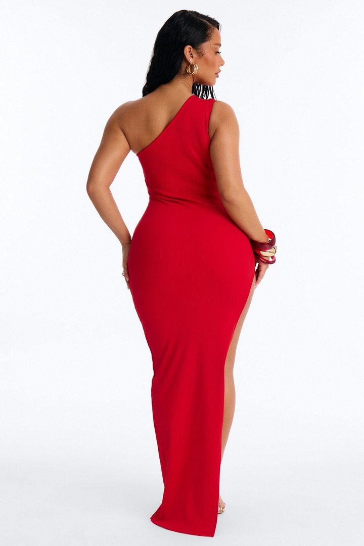 Scarlett Snatched High Slit Maxi Dress - Red