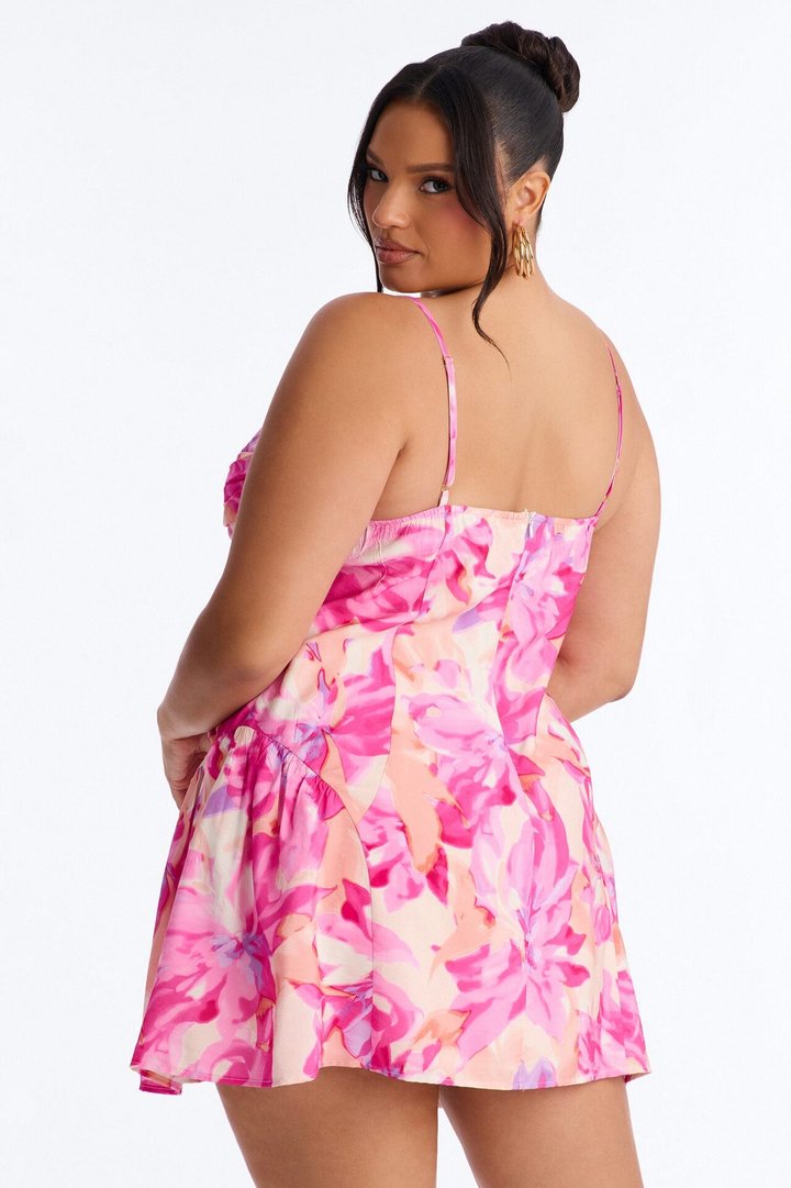 Brenda Floral Button Up Mini Dress - Pink/combo