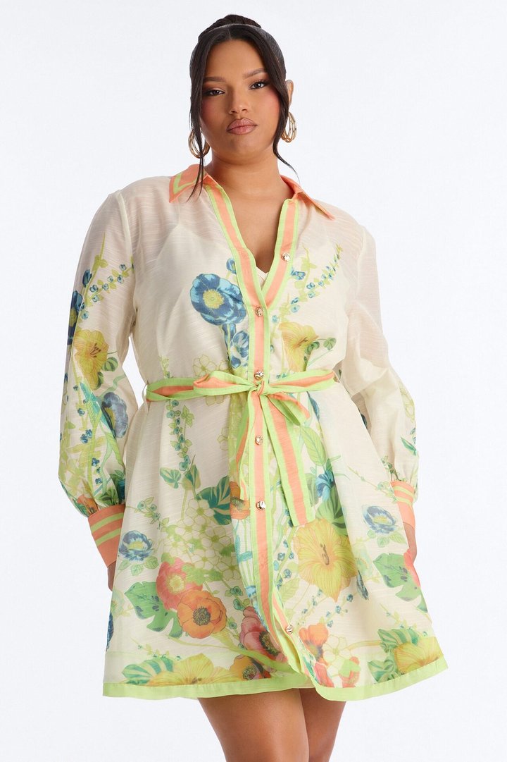 Old School Sweetie Floral Mini Dress - Green/combo
