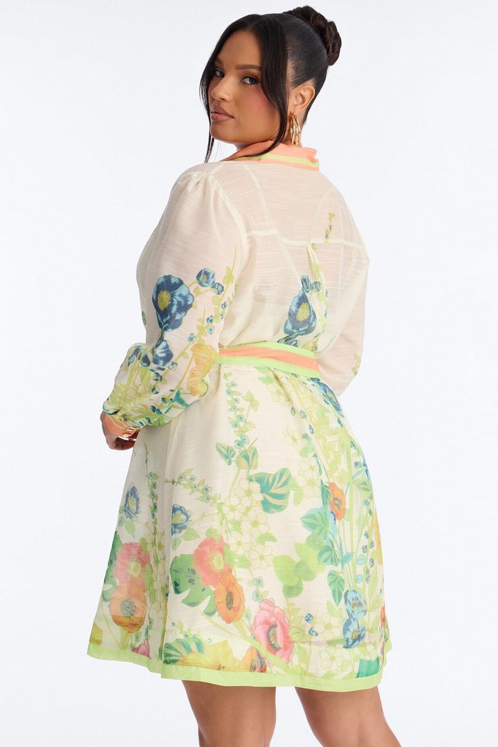 Old School Sweetie Floral Mini Dress - Green/combo